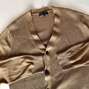 Tan Brown Cotton Blend Waffle Knit Banana Republic Cardigan | Size L